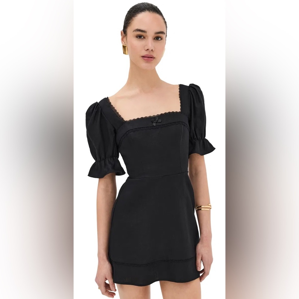 Reformation Evianna Linen Dress Black - Size 0